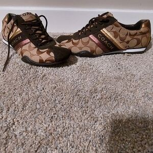 Coach Women's Tan and Gold Sneakers